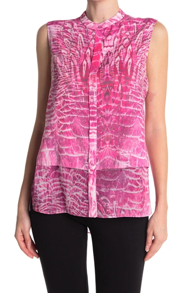 Shop Elie Tahari Eve Printed Sleeveless Blouse In Amour