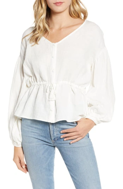 Shop Cupcakes And Cashmere Jada V-neck Balloon Sleeve Peasant Blouse In Ivory