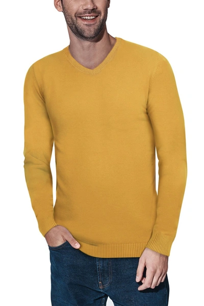 Shop X-ray Xray V-neck Rib Knit Sweater In Mustard