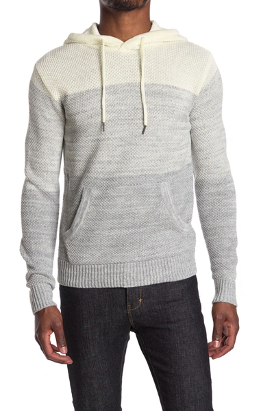 Shop X-ray Two Tone Knitted Pullover Hoodie In Oatmeal White