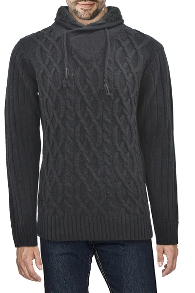 Shop X-ray Shawl Collar Cable Knit Sweater In Black
