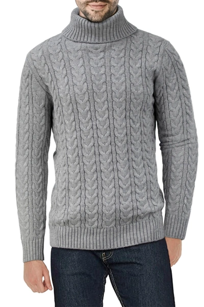 Shop X-ray Xray Cable Knit Turtleneck Sweater In Heather Grey