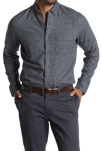 Shop Wallin & Bros Grindle Long Sleeve Trim Fit Shirt In Navy Blazer Grey Silk Grindle