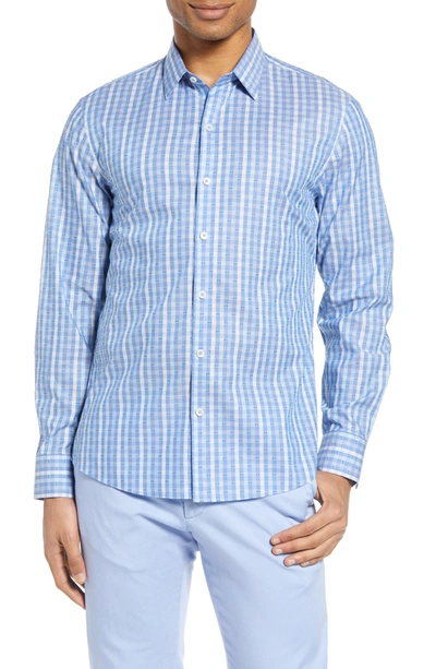 Shop Zachary Prell Sabin Fil Coupé Button-up Shirt In Azure