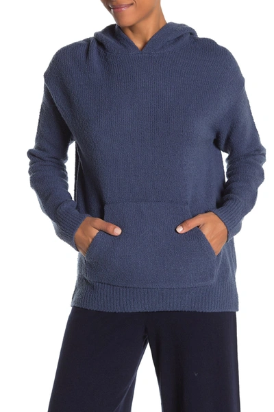 Shop Vince Wool Blend Boucle Knit Hoodie In Storm Blue