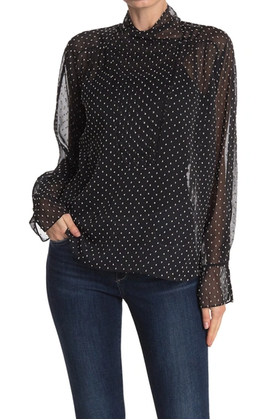 Shop Equipment Aubriete Polka Dot Chiffon Blouse In Trueblack