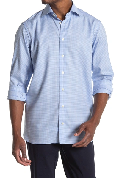 Shop Eton Micro Check Contemporary Fit Shirt In Blue