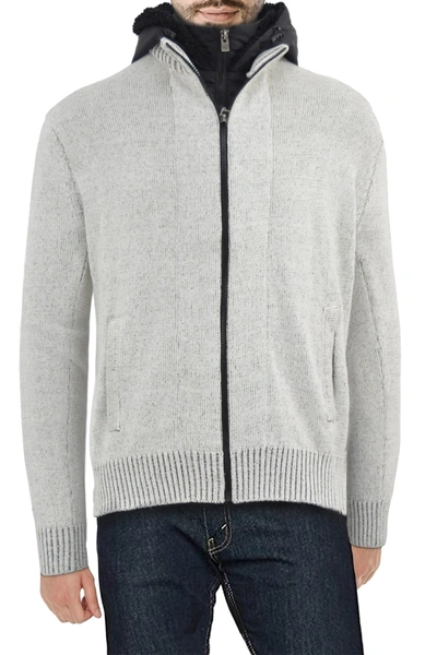 Shop X-ray Full-zip Sweater Jacket In Oatmeal