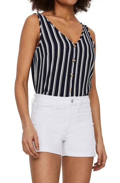 Shop Vero Moda Sasha Sleeveless Button Down In Navy Blazer Stripes