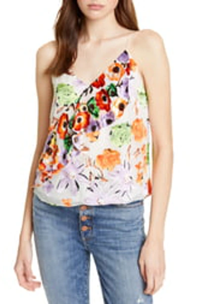 Shop Alice And Olivia Lavonia Floral Ruffle Draped Camisole In Orchid Mlt
