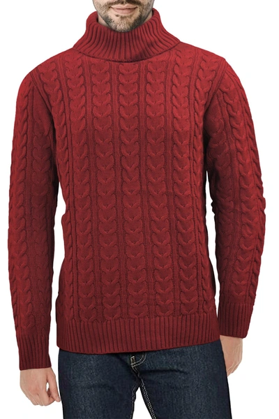 Shop X-ray Cable Knit Turtleneck Sweater In Red