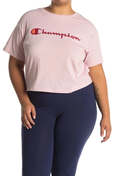 Shop Champion Logo Cropped T-shirt In Hush Pink