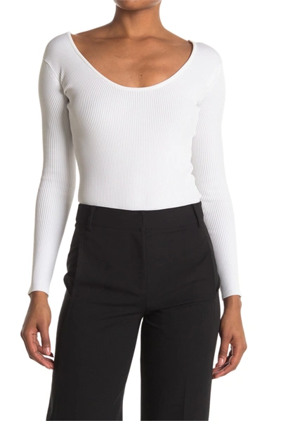 Shop Tibi Tech Ribbed Bodysuit In Ivory