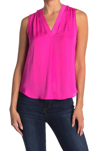 Shop Vince Camuto Rumpled Satin Blouse In Flamingopink