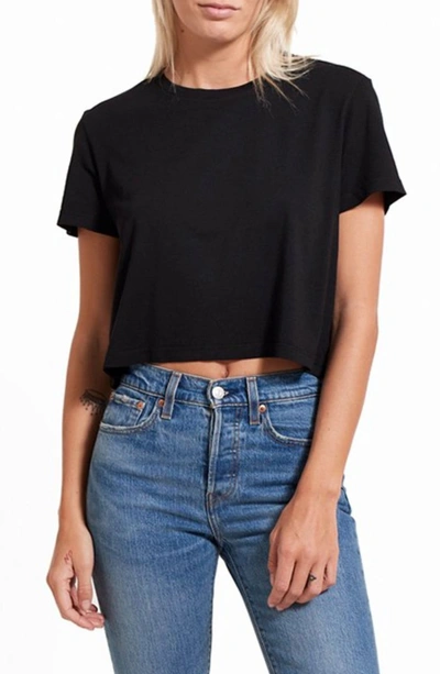 Shop Goodlife Short Sleeve Supima Cropped T-shirt In Black