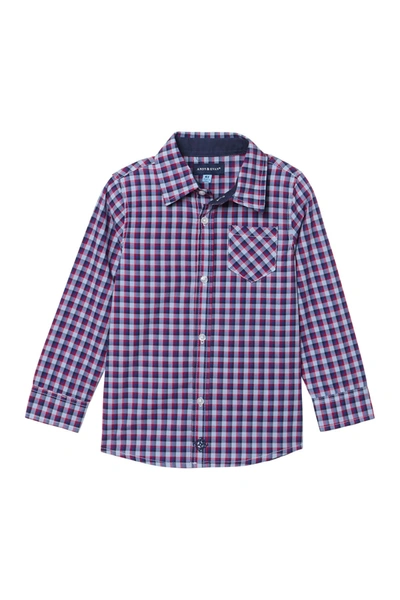 Shop Andy & Evan Checkered Button Down Shirt In Lght Blue Check