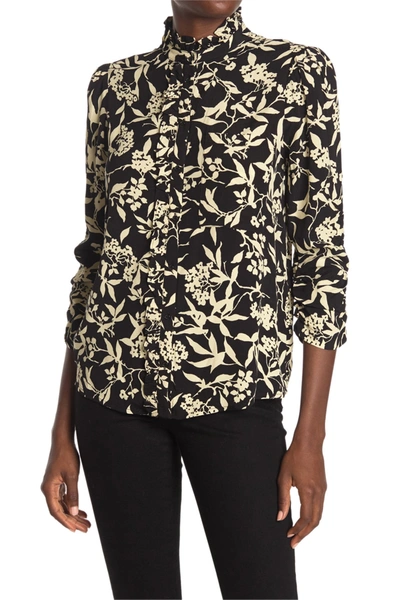 Shop Ba&sh Lea Floral Ruffle Collar Blouse In Black