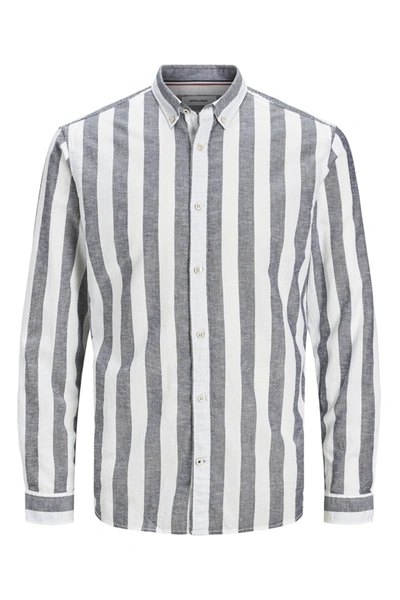 Jack & Jones J & J Summer Mix Button Front Shirt In Navy Blazer/slim Fit |  ModeSens