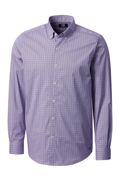 Shop Cutter & Buck Soar Windowpane Long Sleeve Button-down Shirt In Majestic