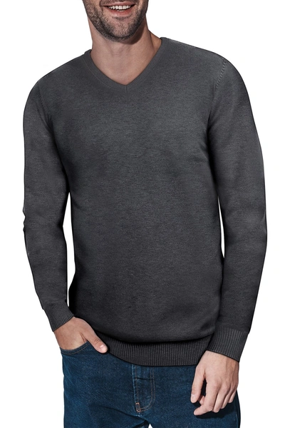 X-ray V-neck Rib Knit Sweater In Heather Charcoal