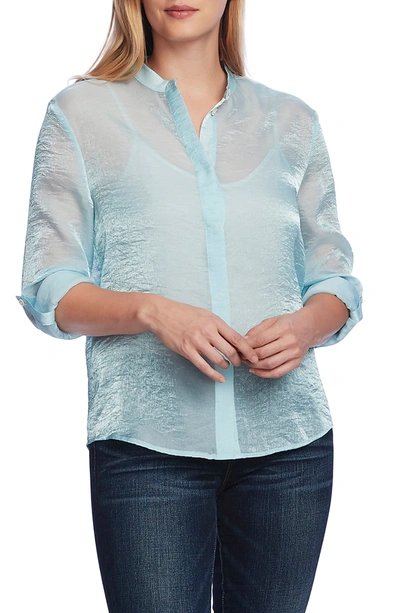 Shop Vince Camuto Organza Long Sleeve Blouse In Blue Light