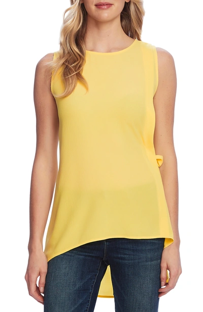 Shop Vince Camuto Sleeveless Side Tie High-low Hem Blouse In Soft Canary