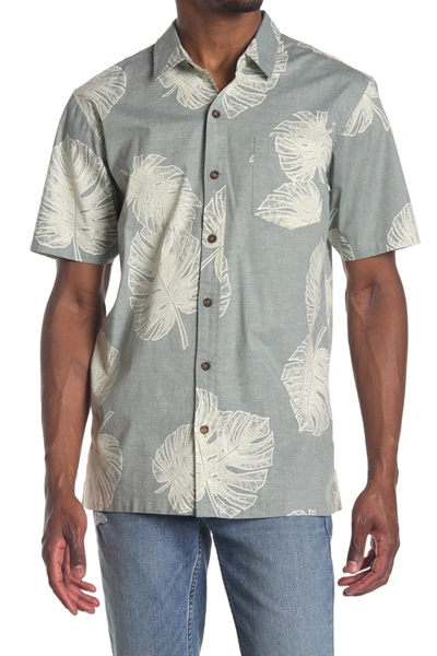 Shop Jack O'neill Akeno Leaf Printed Regular Fit Shirt In Light Sage