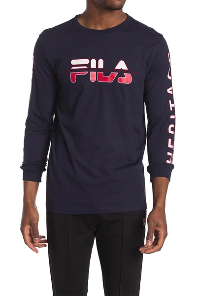 Shop Fila Usa Christopher Graphic Long Sleeve Shirt In Peaccre410