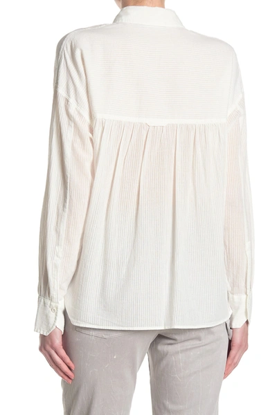 Shop Vince Textured Double Pocket Blouse In Off White