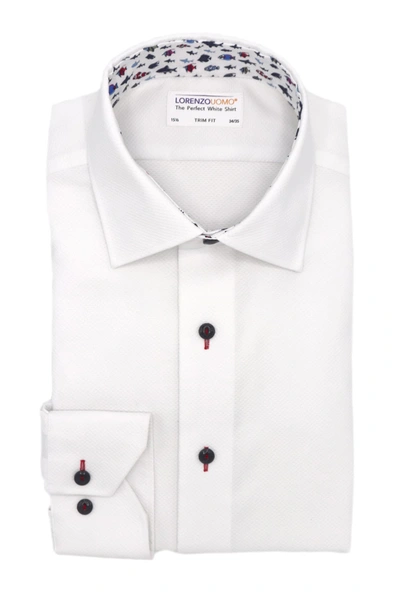 Shop Lorenzo Uomo Lorenxo Uomo Trim Fit Diamond Textured Dress Shirt In White