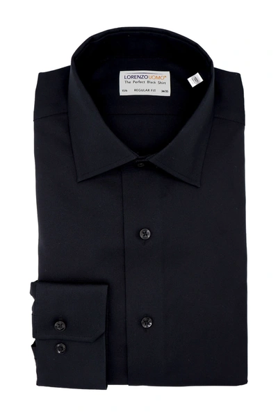 Shop Lorenzo Uomo Poplin Regular Fit No Wrinkle Dress Shirt In Black