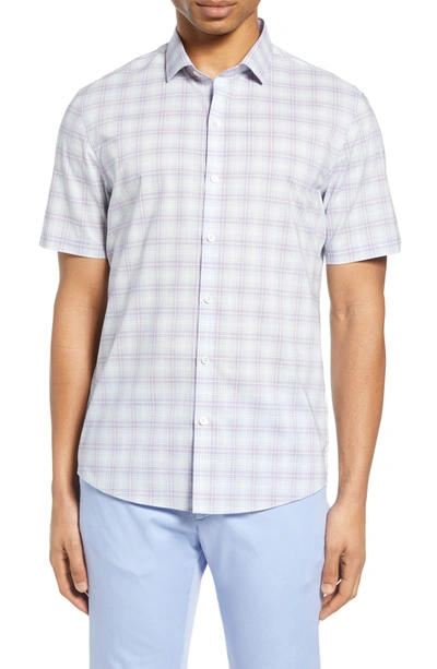 Shop Zachary Prell Laube Classic Fit Check Short Sleeve Button-down Shirt In Lt Purple