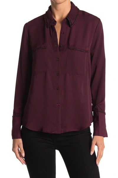 Shop Laundry By Shelli Segal Boucle Trim Woven Blouse In Winetasting