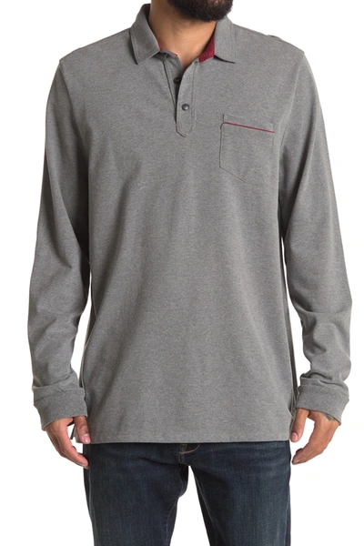 Shop Marine Layer Chest Pocket Long Sleeve Polo In Heather Grey