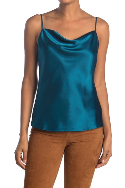 Shop L Agence Kay Drape Silk Camisole In Cortez Blu
