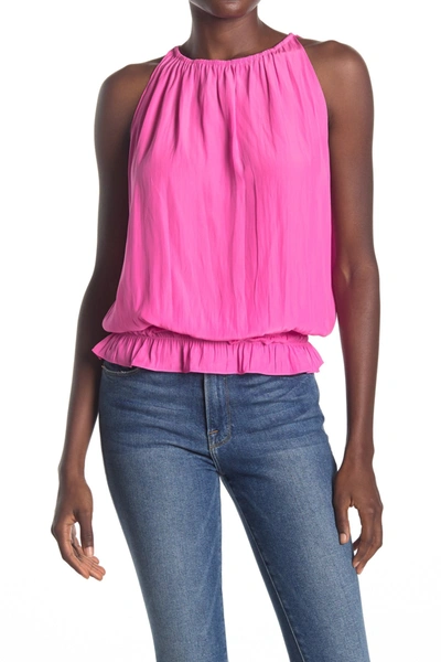 Shop Ramy Brook Lauren Sleeveless Satin Blouse In Hot Pink