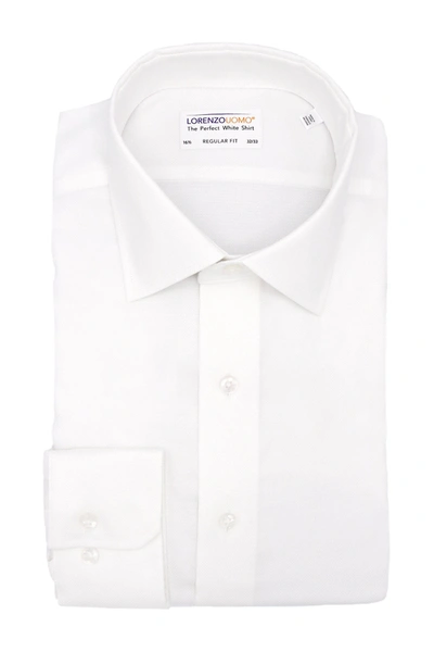Shop Lorenzo Uomo Royal Oxford Trim Fit Dress Shirt In White
