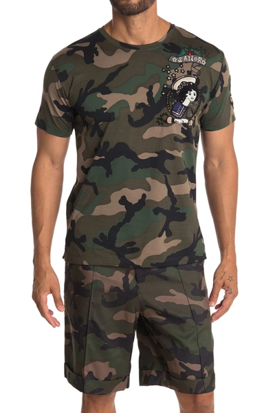 Shop Valentino Camo Printed Beaded T-shirt In Camou Army