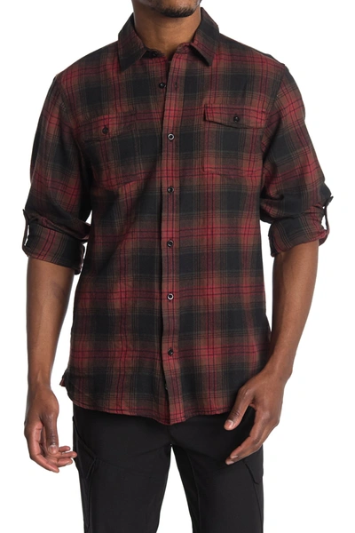 Burnside Plaid Flannel Shirt In Crimson