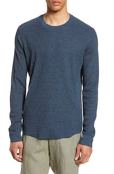 Shop Vince Slim Fit Waffle Knit Long Sleeve T-shirt In H Spruce Blue