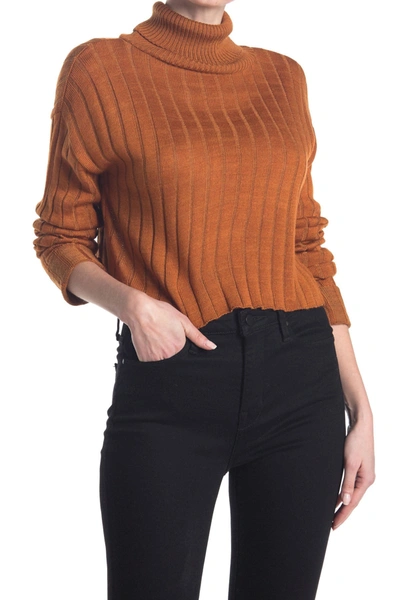 Shop Abound Ribbed Turtleneck Sweater In Rust Pumpkin