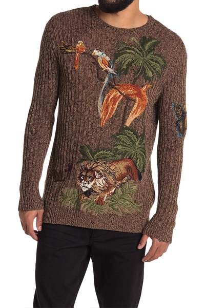 Shop Valentino Graphic Tropical Knit Sweater In Scatola Leone/nr/sig