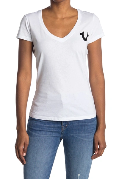 Shop True Religion Colorguard Logo Slim V-neck T-shirt In White