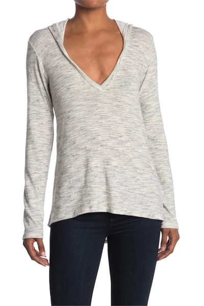 Shop Go Couture Deep V-neck Hooded Top In Slate