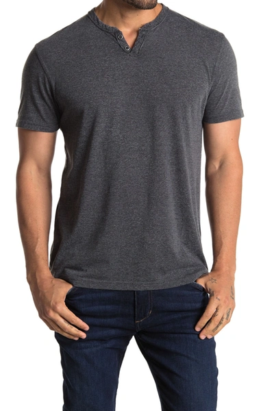 Shop Lucky Brand Edge Wash Short Sleeve 2 Button Notch T-shirt In Jet Black
