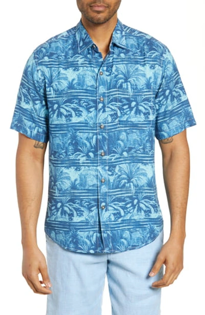 Shop Tommy Bahama Primo Palms Short Sleeve Regular Fit Shirt In Monaco Blu