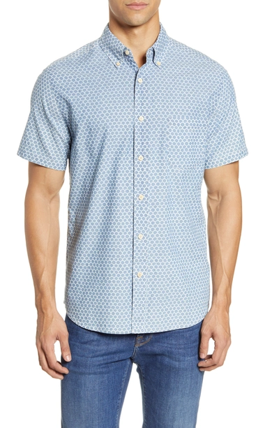 Shop Faherty Everyday Short Sleeve Button-down Shirt In Fish Scale Redux