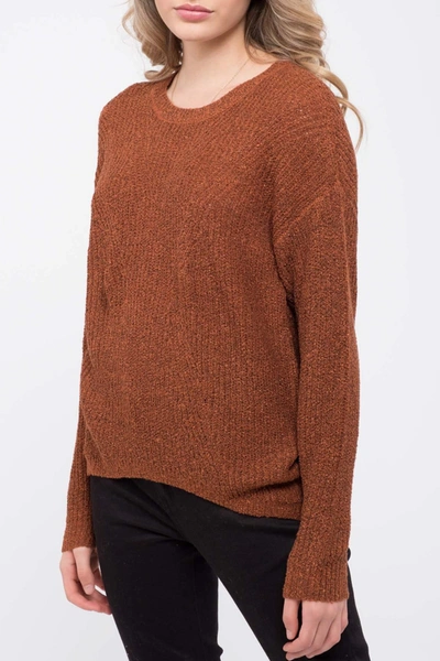 Shop Blu Pepper Back Keyhole Cutout Knit Sweater In Rust