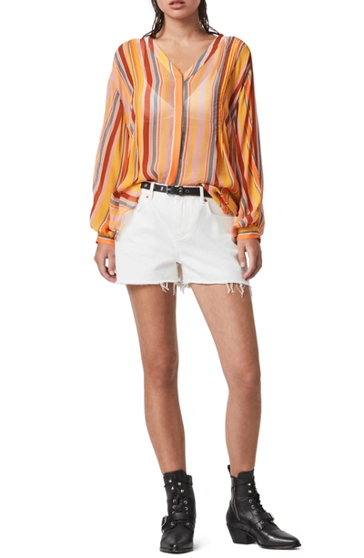 Shop Allsaints Adra Stripe Shirt In Orange/ Pink
