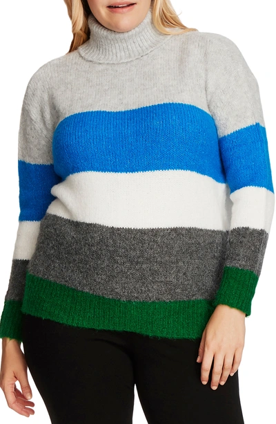 Shop Vince Camuto Colorblock Turtleneck Sweater In Peacock